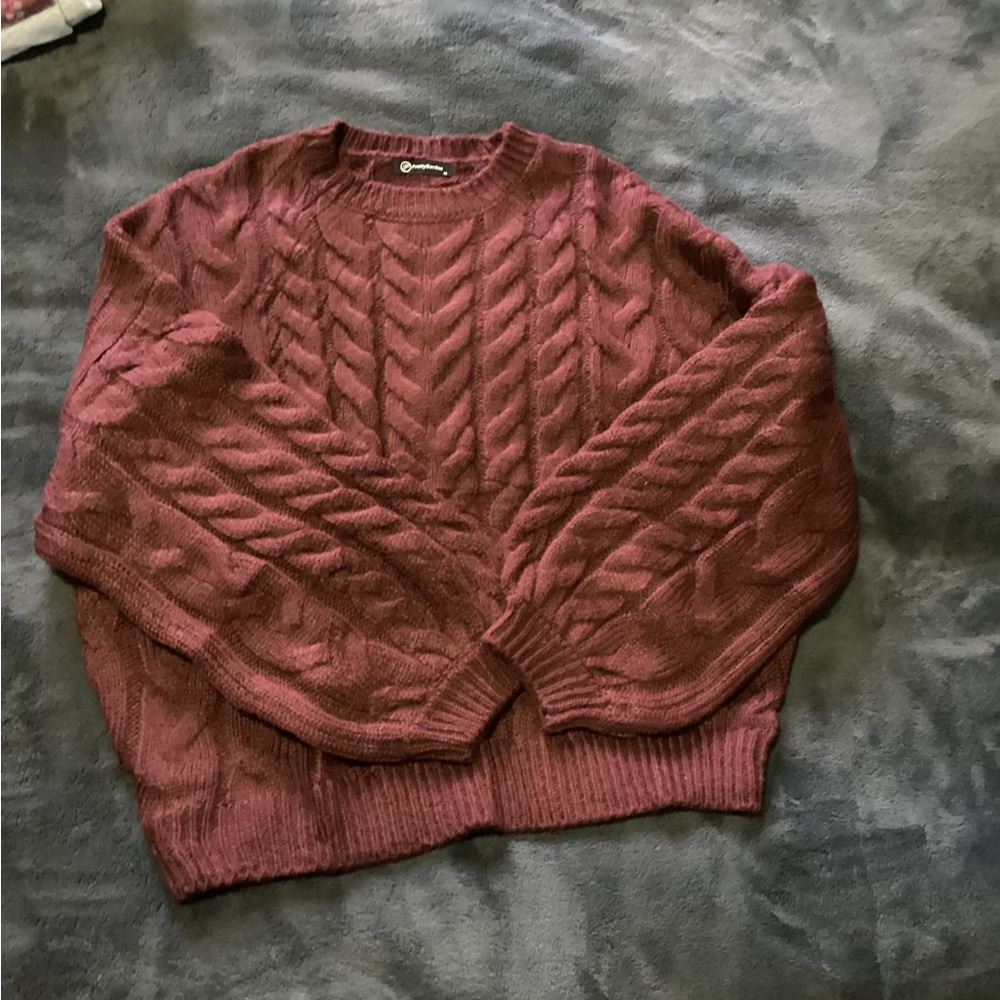 Burgundy Cable Knit Sweater